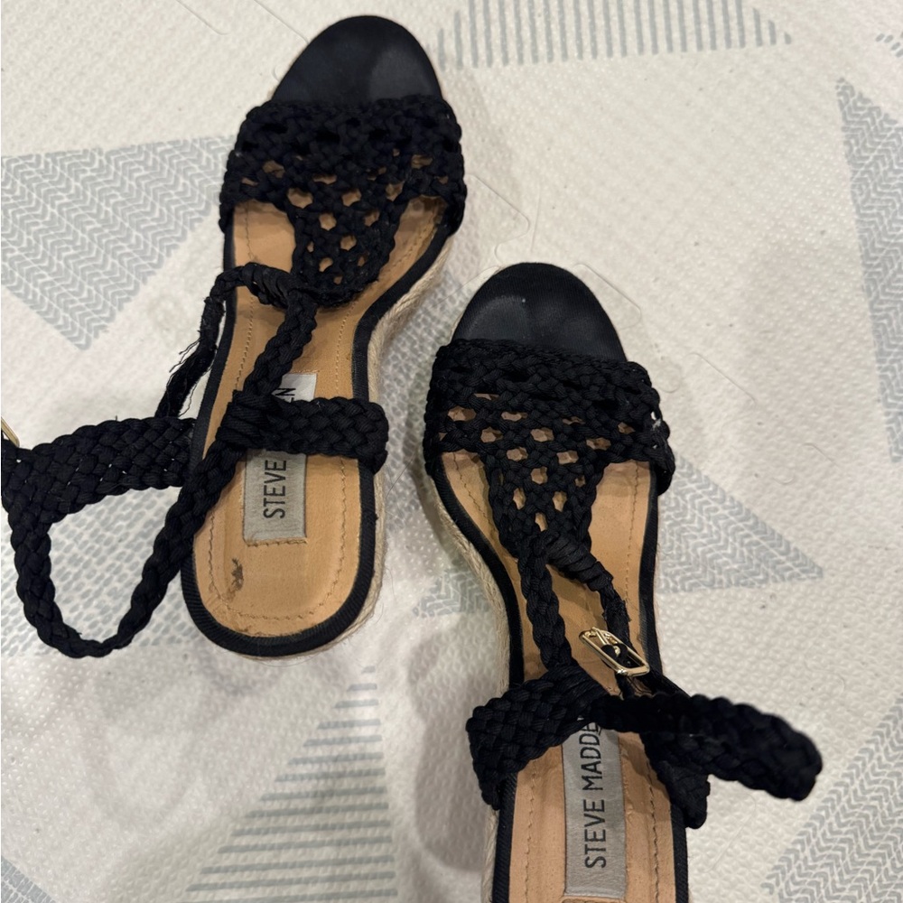 Steve Madden Black Woven Sandals